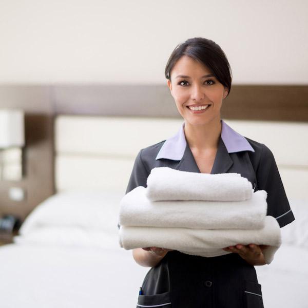 woman holding towel